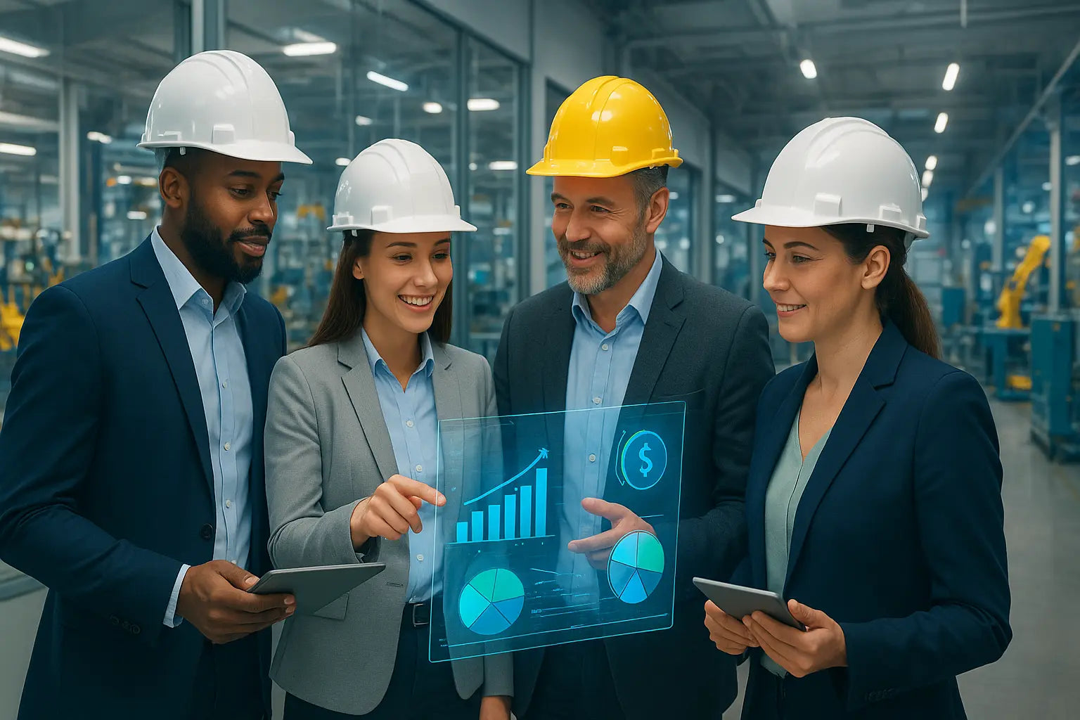 Dirigenti industriali pianificano investimenti con incentivi per rinnovare il parco macchine aziendale.